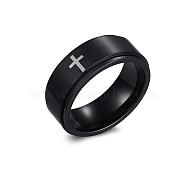 Stainless Steel Rotating Plain Band Ring, Fidget Spinner Ring for Calming Worry Meditation, Electrophoresis Black, US Size 9(18.9mm)(WG30601-03)
