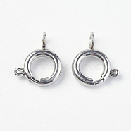 304 Stainless Steel Smooth Surface Spring Ring Clasps, Stainless Steel Color, 14x14x2.5mm, Hole: 3mm(STAS-E143-03A-P)