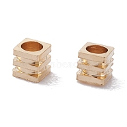Brass Beads, Long-Lasting Plated, Cube, Real 24K Gold Plated, 2x2x2mm, Hole: 1.2mm(KK-D002-09A-G)
