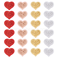 24Pcs 4 Colors Wool Felt Iron on/Sew on Clothing Patches, PVC Sequin Embroided Appliques, Heart, Mixed Color, 42.5x49x1.3mm, 6pcs/color(PATC-FG0001-60)
