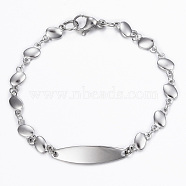 304 Stainless Steel ID Bracelets, with Lobster Claw Clasps, Oval, Stainless Steel Color, 6-1/4 inch(160mm)
(BJEW-H520-16P)
