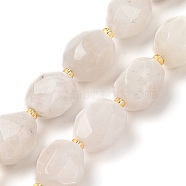 Natural Rainbow Moonstone Beads Strands, Faceted, Oval, with Seed Beads, 12~16x10~14mm, Hole: 1mm, about 22~25pcs/strand, 15.16''~15.63''(38.5~39.7cm)(G-P541-A01-01)