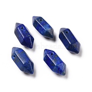 Natural Lapis Lazuli Double Terminal Pointed Pendants, Dyed, Faceted Bullet Charm, 18.5~20x8~9x8~9mm, Hole: 1.5mm(G-C007-02A-16)
