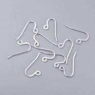 304 Stainless Steel French Earring Hooks, Flat Earring Hooks, Ear Wire, Silver, 12x22x1mm, Hole: 1.5x1mm, 18 Gauge, Pin: 1mm(STAS-K210-24S)