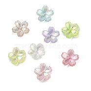 Transparent ABS Plastic Beads Cap, AB Color Plated, 5-Petal Flower, Mixed Color, 11.5x11.5x2.5mm, Hole: 1.4mm, about 3125pcs/500g(FIND-B043-01)