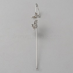 Platinum Brass Ear Wrap Crawler Hook Earrings for Women, Butterfly, 73x9mm(EJEW-WH0019-58G)