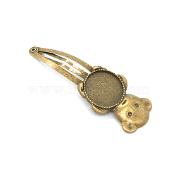 Alloy Snap Hair Clip Finding, Cabochon Settings, Antique Bronze, Inner Diameter: 20mm(PW-WG38295-18)