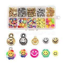 DIY Jewelry Making Kits, Including CCB Plastic Charms, Acrylic Charms & Beads, Handmade Polymer Clay Beads, Iron Charms, Smile Face Pattern, Mixed Color, 13x8.5x3.5mm, Hole: 1.8mm(DIY-LS0002-92)