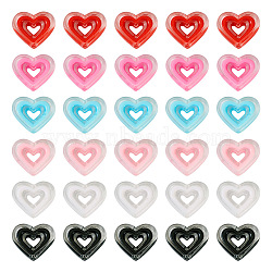 60Pcs 6 Colors Acrylic Beads, Bead in Bead, Heart, Mixed Color, 19.5x23x6mm, Hole: 3mm, 10pcs/color(SACR-TA0001-29)