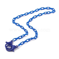 Personalized Opaque Acrylic Cable Chain Necklaces, Handbag Chains, with Plastic Lobster Claw Clasps, Blue, 23.03 inch(58.5cm)(NJEW-JN03432-01)