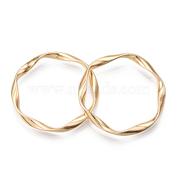 Brass Linking Rings, Nickel Free, Real Gold Plated, Twist Ring, Real 18K Gold Plated, 33x3mm, Inner Diameter: 29.5mm(KK-Q735-327G)