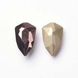 K9 Glass Rhinestone Cabochons, Pointed Back & Back Plated, Faceted, Shield, Rose Gold, 10x6x3.5mm(RGLA-G007-6x10-001RG)