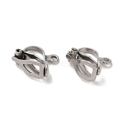 Tarnish Resistant 304 Stainless Steel Clip-on Earring Findings, with Loops, Stainless Steel Color, 12x6x11mm, Hole: 1.2mm(X-STAS-E192-05P)