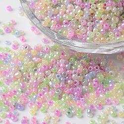 12/0 Ceylon Pearl Luster Plated Round Glass Seed Beads, Mixed Color, 2~3x1.5~2mm, Hole: 0.8~1mm, about 37500pcs/pound(SEED-K003-2mm-M08)
