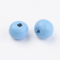 Natural Wood Beads, Dyed, Round, Deep Sky Blue, 8x7mm, Hole: 2~3mm, about 2770pcs/500g(WOOD-Q030-58B)