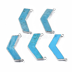 Synthetic Turquoise Links Connectors, with Platinum Brass Findings, Arrow Shape, 40x22x4mm, Hole: 1.8mm(G-Q998-019)