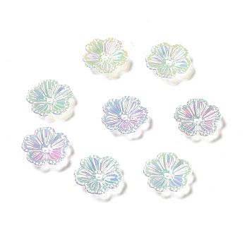 Opaque Acrylic Bead Caps, Flower, Colorful, 12x13x3mm, Hole: 1.5mm