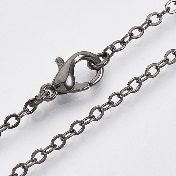 Brass Cable Chains Necklace Making, with Alloy Lobster Claw Clasps, Gunmetal, 23.6 inch~24.37 inch(60cm~61.9cm)