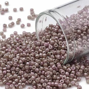 TOHO Round Seed Beads, Japanese Seed Beads, (1201) Opaque Beige Pink Marbled, 11/0, 2.2mm, Hole: 0.8mm,  about 1110pcs/10g