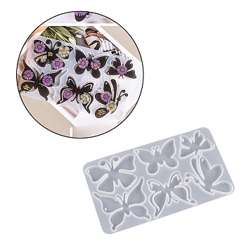 Pendant Silicone Molds, Resin Casting Molds, For UV Resin, Epoxy Resin Craft Making, Butterfly, White, 181x103x6mm