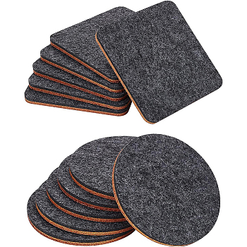 BENECREAT 12Pcs 2 Styles Wool Felt Cup Mat, Felt Coaster, for Drink with Holder, Square & Flat Round, Chocolate, 99x99x6mm, 6pcs/style