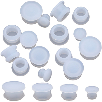 24Pcs 4 Style Silicone Bottle Seal Plug, Reusable Replacement Bottle Stopper, White, 11~19x9~11mm, Pin: 7~15mm, 6pcs/style