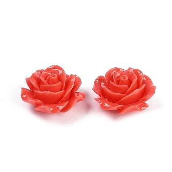 Synthetic Coral Carved Beads, Dyed, Flower, Tomato, 25x14mm, Hole: 1.3mm