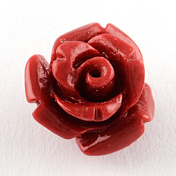 Dyed Flower Synthetical Coral Beads, FireBrick, 10x8mm, Hole: 1mm