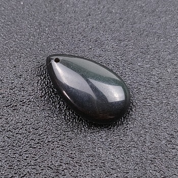 Natural Obsidian Pendants, Teadrop Charms, 25x15~18x7~8mm
