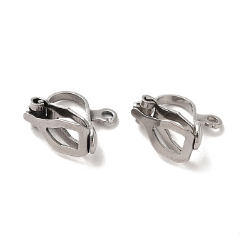 Tarnish Resistant 304 Stainless Steel Clip-on Earring Findings, with Loops, Stainless Steel Color, 12x6x11mm, Hole: 1.2mm