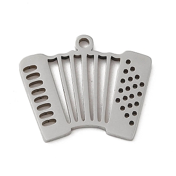 Non-Tarnish 5Pcs 201 Stainless Steel Pendants, Laser Cut, Organ Charm, Stainless Steel Color, 13.5x16x1mm, Hole: 1.2mm