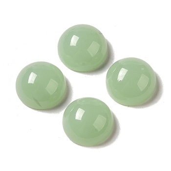 Glass Cabochons, Imitation Gemstone, Half Round, Dark Sea Green, 14x7mm