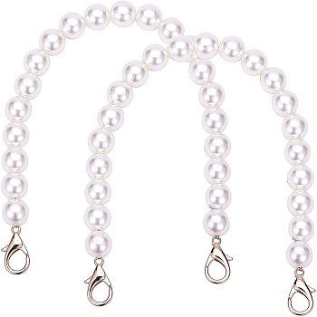 Acrylic Imitation Pearl Beads Bag Handle, with Zinc Alloy Lobster Claw Clasps, for Bag Straps Replacement Accessories, 32x1.4cm, 2pcs/box