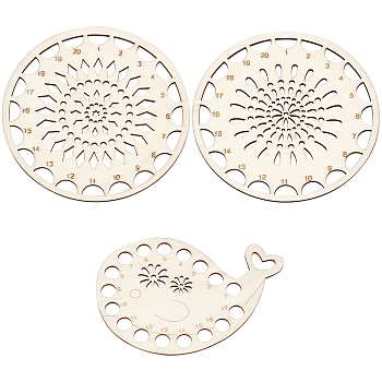 Gorgecraft 3Pcs 3 Style Cotton Wood Thread Winding Plate, Mixed Shapes, BurlyWood, 1pc/style