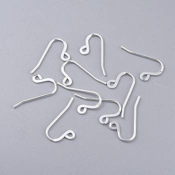 304 Stainless Steel French Earring Hooks, Flat Earring Hooks, Ear Wire, Silver, 12x22x1mm, Hole: 1.5x1mm, 18 Gauge, Pin: 1mm