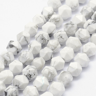 6mm White Polygon Howlite Beads