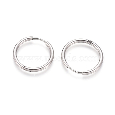 202 Stainless Steel Huggie Hoop Earrings(EJEW-F111A-20mm-P)-2