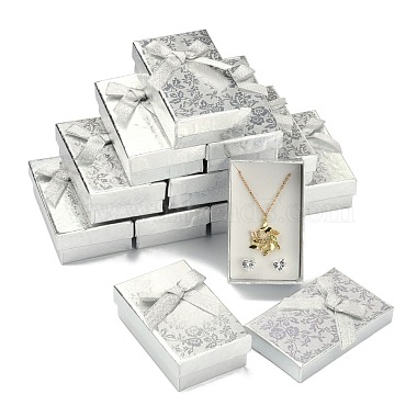 Silver Rectangle Cardboard Jewelry Set Box