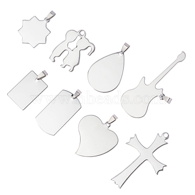 201 Stainless Steel Heart Stamping Blank Tag Pendants(STAS-PH0018-77)-2