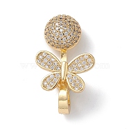 Rack Plating Butterfly Brass Micro Pave Clear Cubic Zirconia Fold Over Magnetic Clasps, Cadmium Free & Lead Free, Long-Lasting Plated, Real 18K Gold Plated, 28x16x10mm, Hole: 3mm and 5mm(KK-C019-20G)