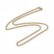 201 Surgical Stainless Steel Curb Chain Necklace for Women Men, Real 18K Gold Plated, 23.62 inch(60cm)(NJEW-P268-A38-2X5)