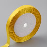 Single Face Satin Ribbon, Polyester Ribbon, Yellow, 1/2 inch(12mm), about 25yards/roll(22.86m/roll), 250yards/group(228.6m/group), 10rolls/group(RC12mmY015)