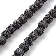 Natural Lava Rock Beads Strands, Frosted, Hexagon, 6x6x6.5mm, Hole: 1mm, about 63pcs/strand, 15.35 inch(39cm)(G-H303-C29)