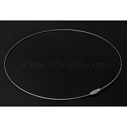 Steel Necklace Making, with Brass Screw Clasps, Platinum, Inner Diameter: 17.9 inch(X-SW042-01)