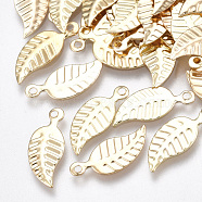 Iron Charms, Nickel Free, Leaf, Light Gold, 14x6x0.5mm, Hole: 1mm(X-IFIN-T007-19KC-NF)