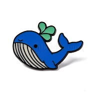 Sea Animal Alloy Brooches, Whale Enamel Pins, Blue, 21x28.5mm(JEWB-I034-18A)