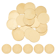 Brass Pendants, Stamping Blank Tag, Flat Round Charm, Raw(Unplated), 25x0.8mm, Hole: 1.4mm, 20pcs/box(KK-DC0004-09B-C)