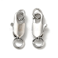 Brass Lobster Claw Clasps, with Jump Rings, Real Platinum Plated, 10.5x5x2.5mm, Hole: 2.5mm(KK-P249-05A-P)