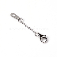 Stainless Steel Chain Extender, with Lobster Claw Clasps & Curb Chains, Stainless Steel Color, 35x1mm(FIND-FWH0077-03A-01)