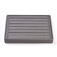 PU Leather Ring Displays, with Wood, Jewelry Display, Gray, 25.1x18x3.4cm(RDIS-L003-05)